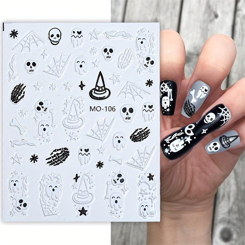 5D Halloween Nail Stickers Eyeball Skull Spider