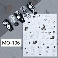 5D Halloween Nail Stickers Eyeball Skull Spider