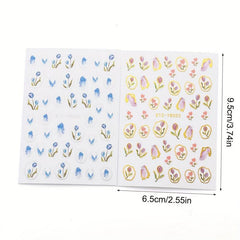 5D Engraved Tulip Nail Art Stickers - Set of 3 Sheets