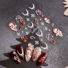 5D Christmas Nail Art Stickers Snowflake Decals Self Adhesive for DIY or Salons