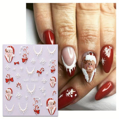 5D Christmas Nail Art Stickers Snowflake Decals Self Adhesive for DIY or Salons