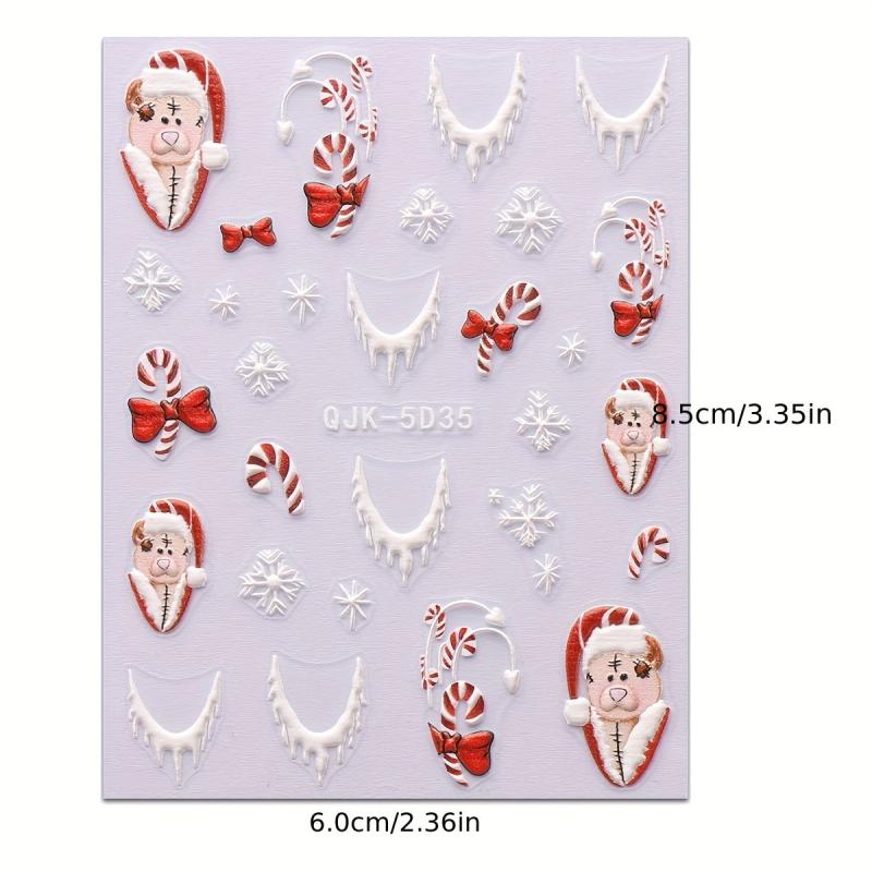 5D Christmas Nail Art Stickers Snowflake Decals Self Adhesive for DIY or Salons