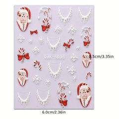 5D Christmas Nail Art Stickers Snowflake Decals Self Adhesive for DIY or Salons