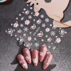 5D Christmas Nail Art Stickers Snowflake Decals Self Adhesive for DIY or Salons