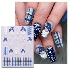 5D Christmas Nail Art Stickers Snowflake Decals Self Adhesive for DIY or Salons