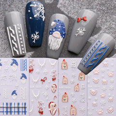 5D Christmas Nail Art Stickers Snowflake Decals Self Adhesive for DIY or Salons