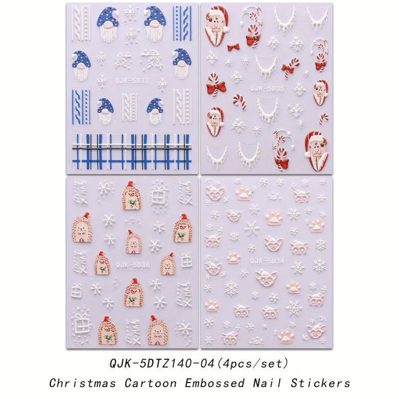 5D Christmas Nail Art Stickers Snowflake Decals Self Adhesive for DIY or Salons