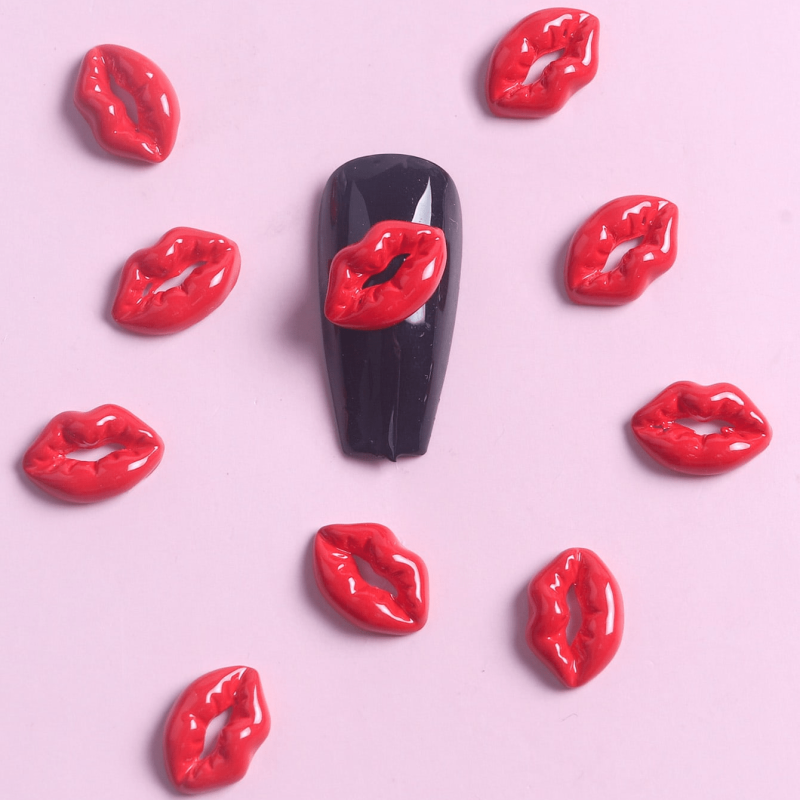 10pcs Red Lip Nail Art Charms Sexy Lip Nail Art Accessories For Nail Decoration