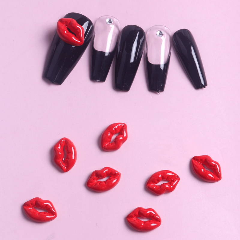10pcs Red Lip Nail Art Charms Sexy Lip Nail Art Accessories For Nail Decoration