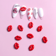 10pcs Red Lip Nail Art Charms Sexy Lip Nail Art Accessories For Nail Decoration