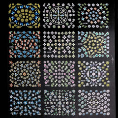 24 pcs Summer Flower Nail Art Stickers 5D Embossed Flower Leaves for Nails