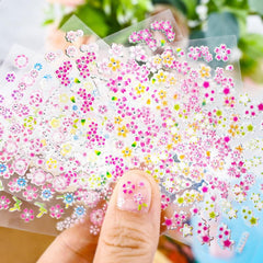 24 pcs Summer Flower Nail Art Stickers 5D Embossed Flower Leaves for Nails