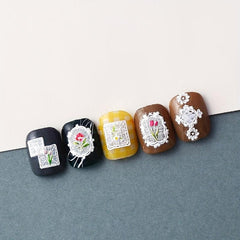 5D Embossed Flower Frame Nail Sticker For Wedding