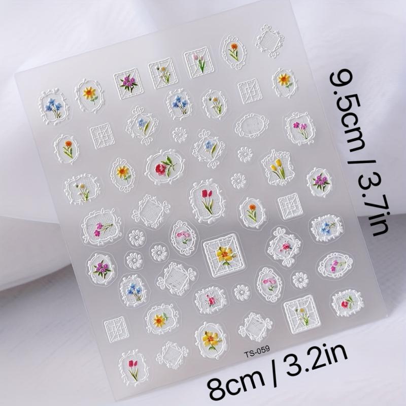 5D Embossed Flower Frame Nail Sticker For Wedding