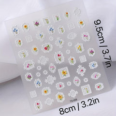 5D Embossed Flower Frame Nail Sticker For Wedding