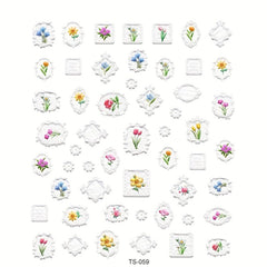 5D Embossed Flower Frame Nail Sticker For Wedding