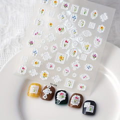 5D Embossed Flower Frame Nail Sticker For Wedding