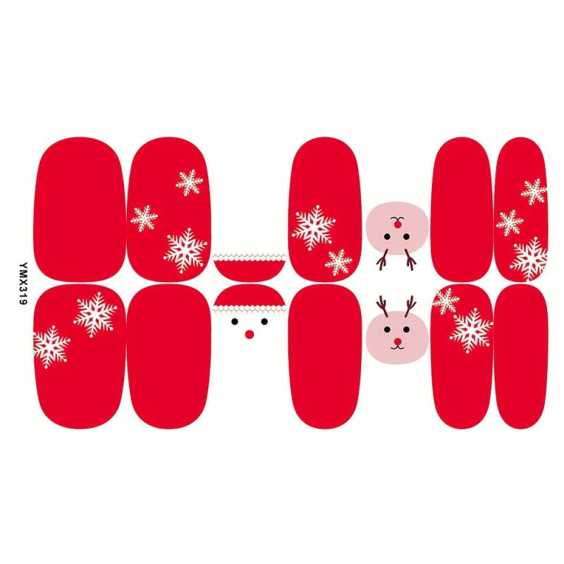 8pk Christmas & Halloween Nail Stickers Full Nail Wraps Holiday Nail Art Decals