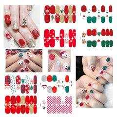 8pk Christmas & Halloween Nail Stickers Full Nail Wraps Holiday Nail Art Decals