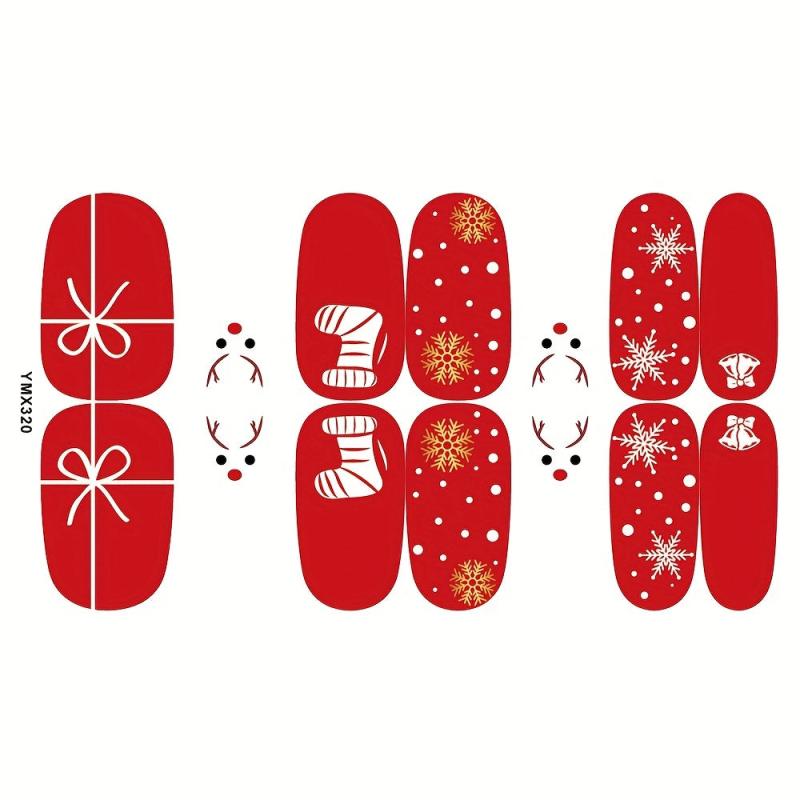 8pk Christmas & Halloween Nail Stickers Full Nail Wraps Holiday Nail Art Decals