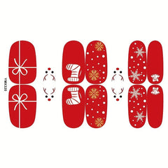 8pk Christmas & Halloween Nail Stickers Full Nail Wraps Holiday Nail Art Decals