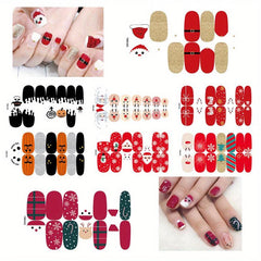 8pk Christmas & Halloween Nail Stickers Full Nail Wraps Holiday Nail Art Decals