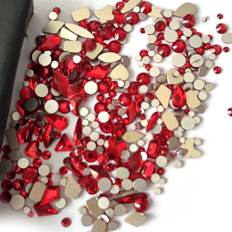 180pcs K9 Glass Nail Art Rhinestones Mixed Shapes Aurora Gemstones