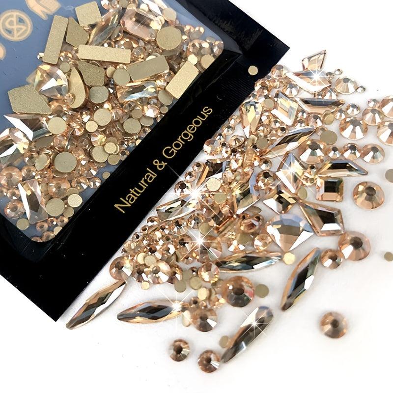 180pcs K9 Glass Nail Art Rhinestones Mixed Shapes Aurora Gemstones