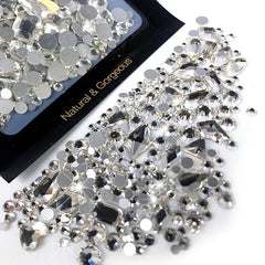 180pcs K9 Glass Nail Art Rhinestones Mixed Shapes Aurora Gemstones