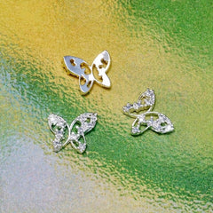 10 pcs 3D Butterfly Nail Charms Metallic Rhinestones Nail Art Supplies