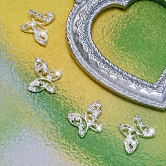 10 pcs 3D Butterfly Nail Charms Metallic Rhinestones Nail Art Supplies