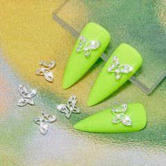10 pcs 3D Butterfly Nail Charms Metallic Rhinestones Nail Art Supplies
