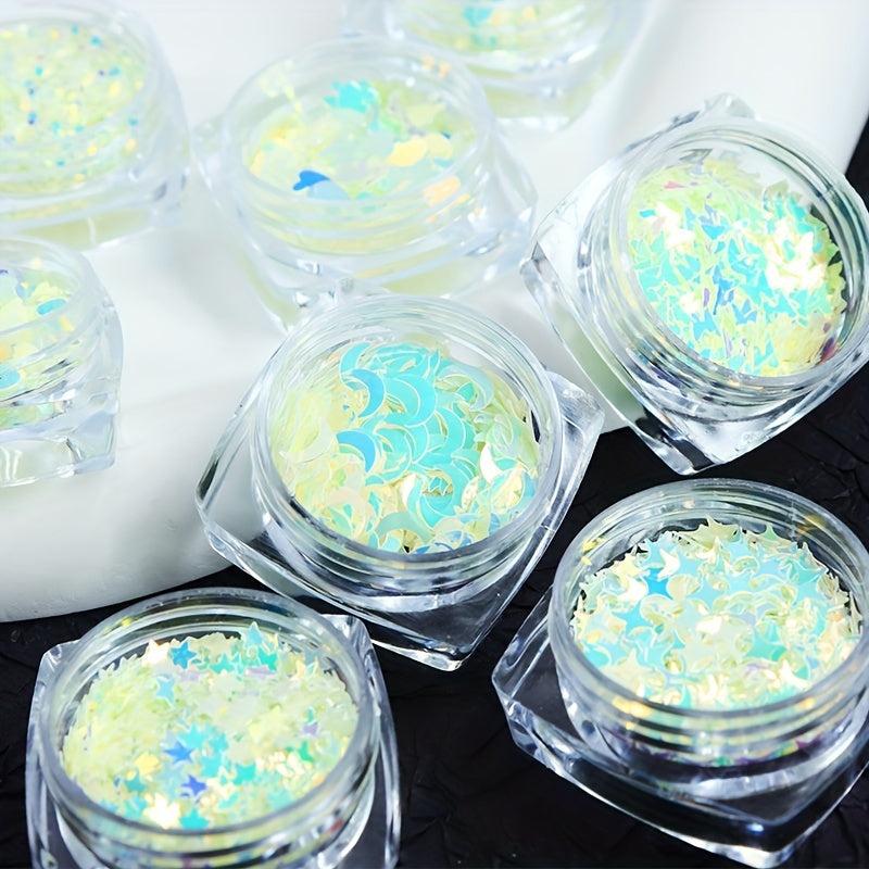 Luminous Holographic Nail Glitter Sequins for DIY Decals