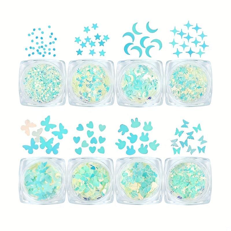Luminous Holographic Nail Glitter Sequins for DIY Decals