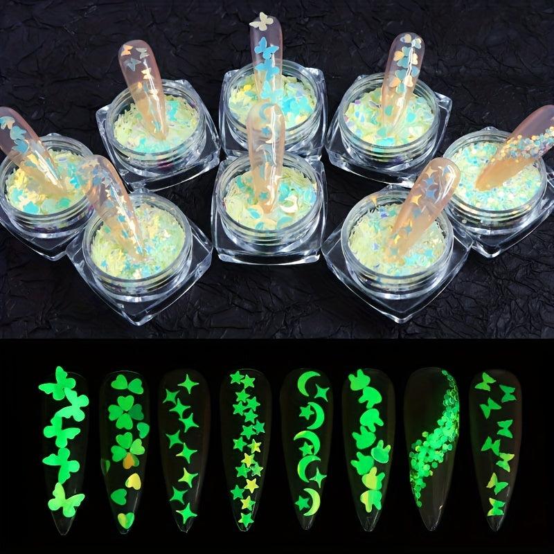 Luminous Holographic Nail Glitter Sequins for DIY Decals