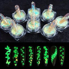 Luminous Holographic Nail Glitter Sequins for DIY Decals