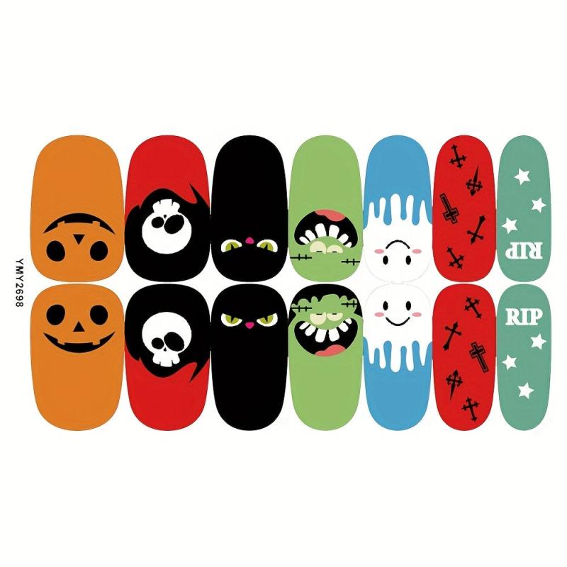 10 Sheets Halloween Nail Wraps Stickers with 2 Nail Files