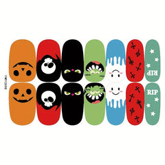 10 Sheets Halloween Nail Wraps Stickers with 2 Nail Files