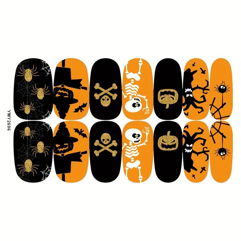 10 Sheets Halloween Nail Wraps Stickers with 2 Nail Files