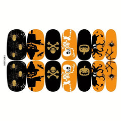 10 Sheets Halloween Nail Wraps Stickers with 2 Nail Files