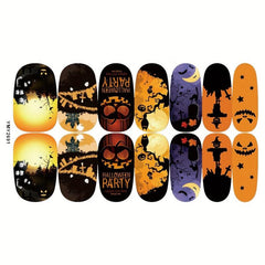 10 Sheets Halloween Nail Wraps Stickers with 2 Nail Files