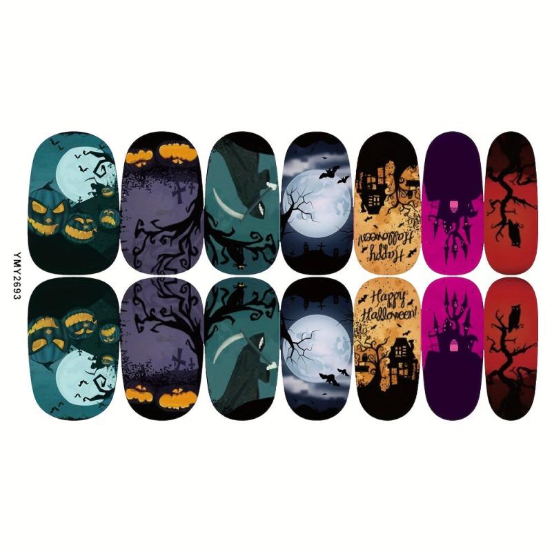 10 Sheets Halloween Nail Wraps Stickers with 2 Nail Files