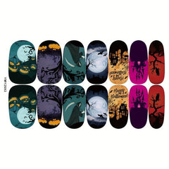 10 Sheets Halloween Nail Wraps Stickers with 2 Nail Files