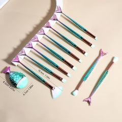 11pcs Mermaid Makeup Brushes Set Eye Shadow Brushes Eyeliner Brush