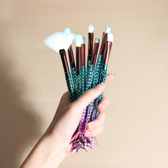11pcs Mermaid Makeup Brushes Set Eye Shadow Brushes Eyeliner Brush