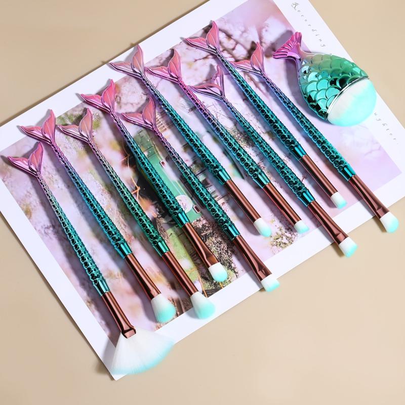 11pcs Mermaid Makeup Brushes Set Eye Shadow Brushes Eyeliner Brush