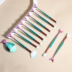 11pcs Mermaid Makeup Brushes Set Eye Shadow Brushes Eyeliner Brush