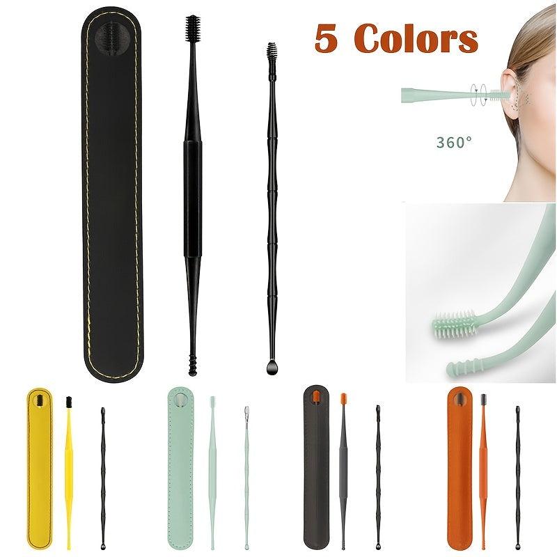 2Pcs Ear Wax Removal Tool 360 Ear Cleaning Sticks Earpick Remover Silicone