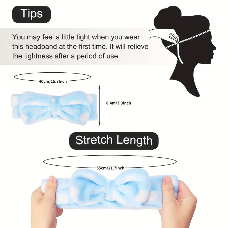 3 Pcs Spa Headband Bowtie Makeup Headband Fuzzy Coral Fleece Headband