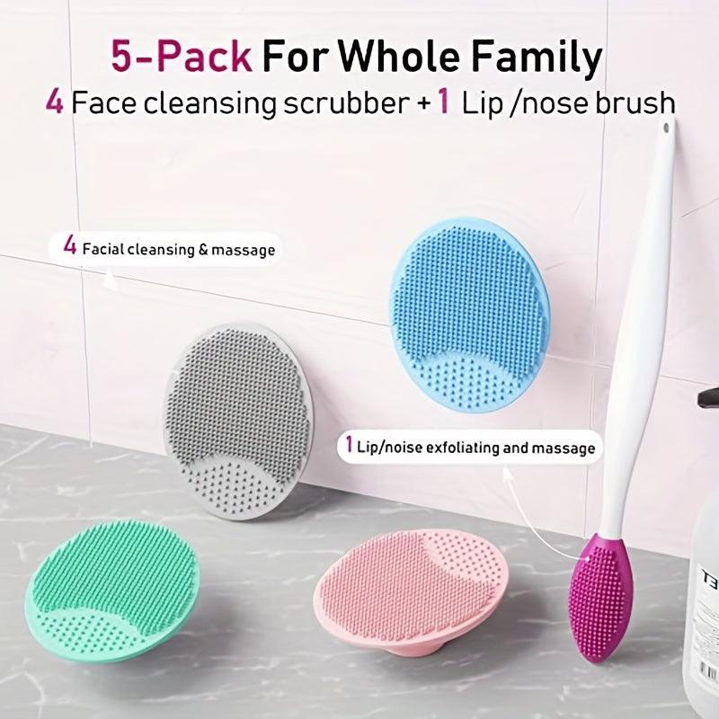 5pcs Face Scrubber Facial Cleansing Brush With Lip Scrub Brush